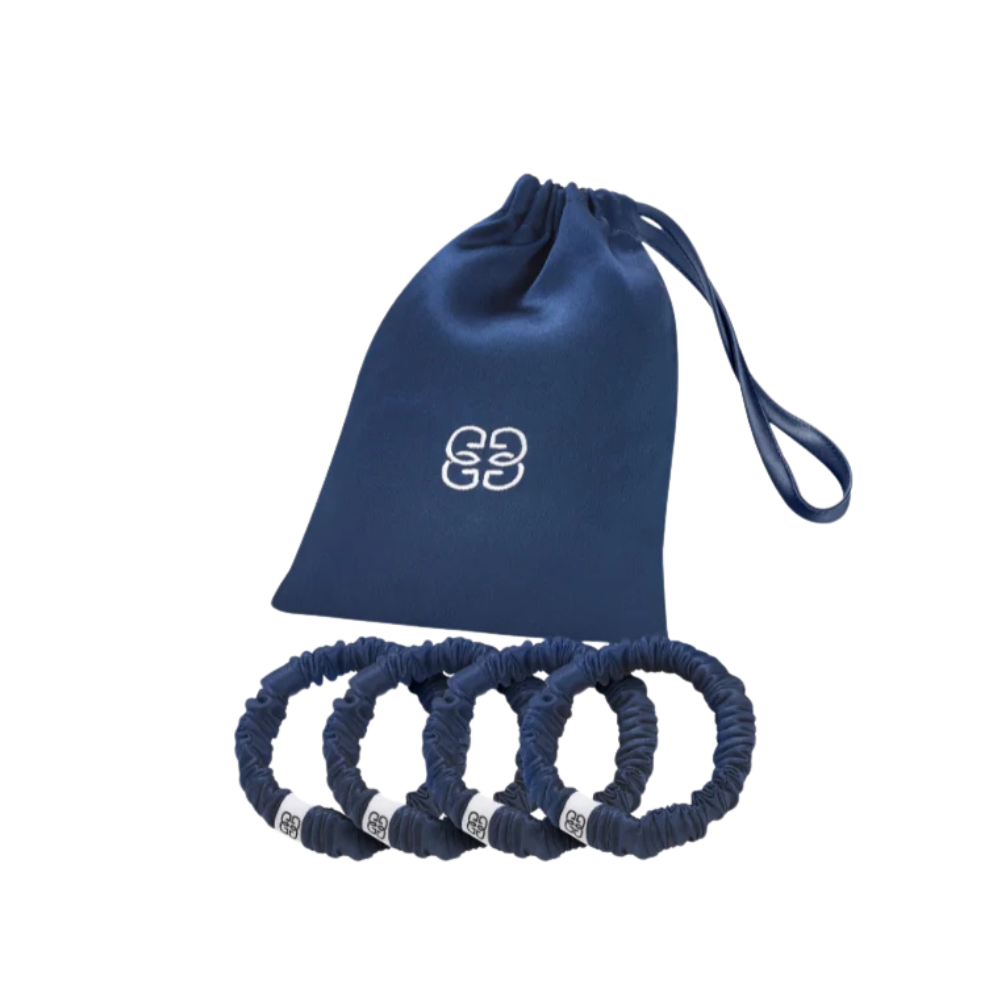 GINGERLILY Šilko gumyčių plaukams rinkinys NAVY 4 vnt. | SILUETI e-boutique