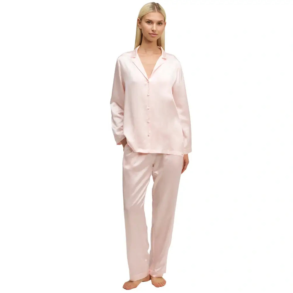 Natūralaus šilko pižama PINK | DORE & ROSE | www.SILUETI.shop