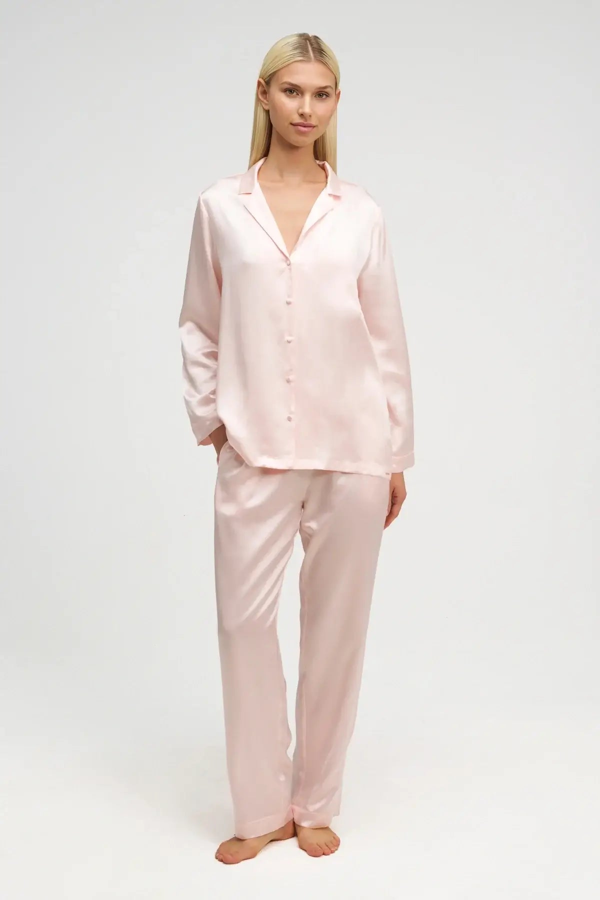 Natūralaus šilko pižama PINK | DORE & ROSE | www.SILUETI.shop