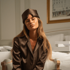 Šilkinė miego kaukė DEEP SLEEP MASK CHOCOLATE | DORE & ROSE | www.SILUETI.shop