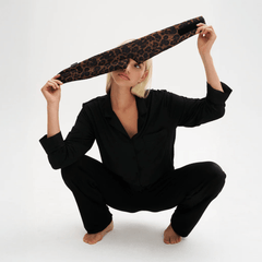 Šilkinė miego kaukė DEEP SLEEP MASK LEOPARD | DORE & ROSE | www.SILUETI.shop