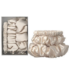 Šilko gumytės plaukams CHAMPAGNE | DORE & ROSE | www.SILUETI.shop