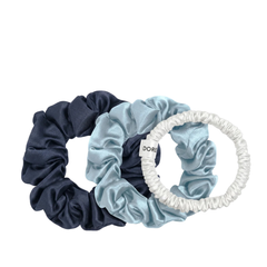 Šilko gumytės plaukams WHITE, LIGHT BLUE & DARK BLUE | DORE & ROSE | www.SILUETI.shop
