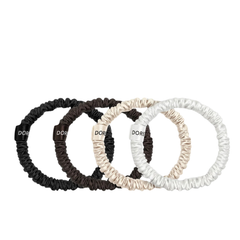 Šilko gumytės plaukams BLACK, BROWN, CHAMPAGNE & WHITE | DORE & ROSE | www.SILUETI.shop