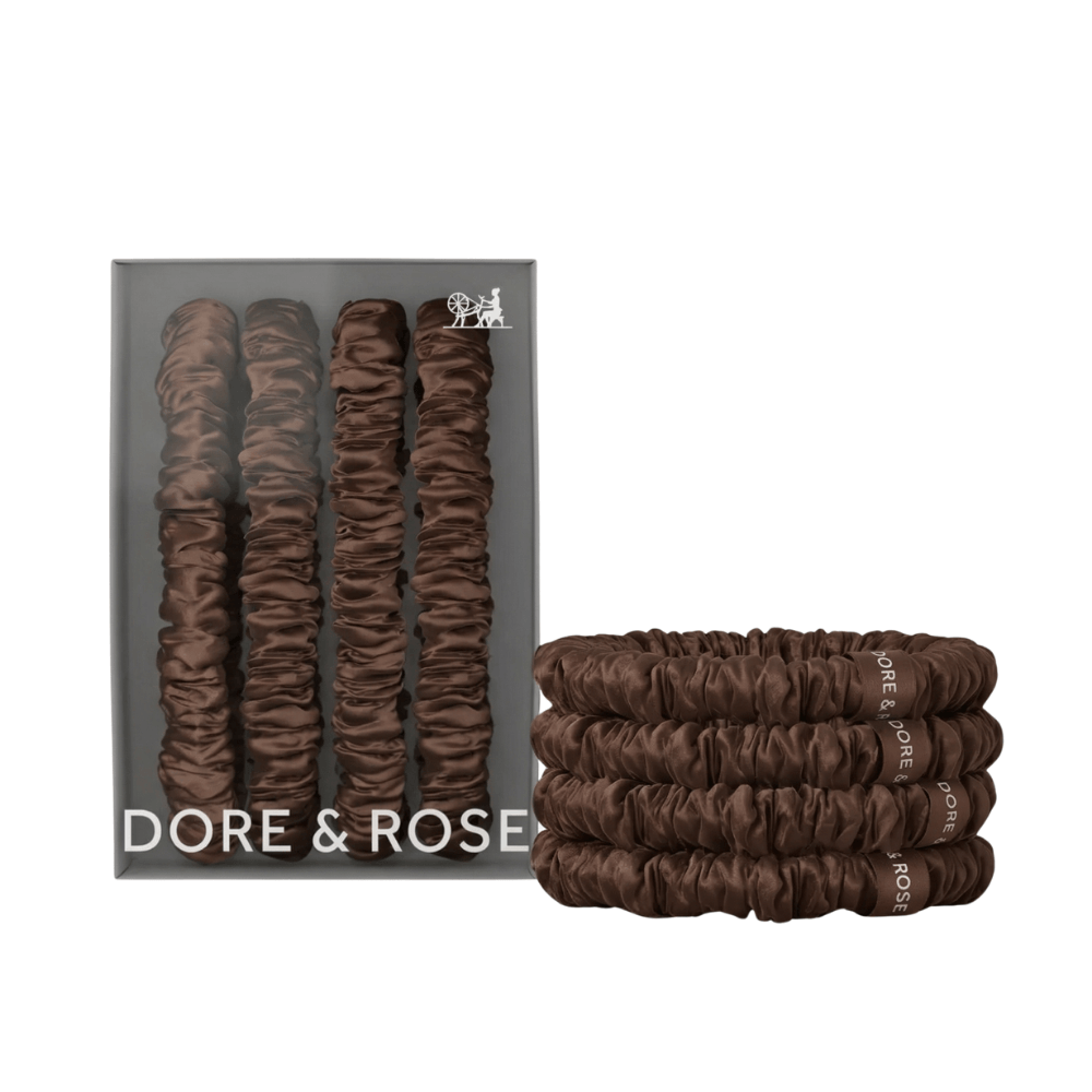 Šilko gumytės plaukams BROWN | DORE & ROSE | www.SILUETI.shop