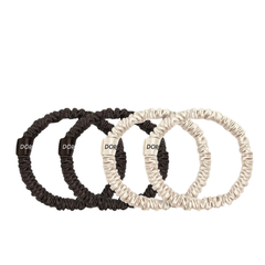 Šilko gumytės plaukams CHAMPAGNE & BROWN | DORE & ROSE | www.SILUETI.shop