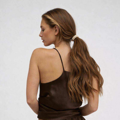 Šilko gumytės plaukams CHAMPAGNE & BROWN | DORE & ROSE | www.SILUETI.shop