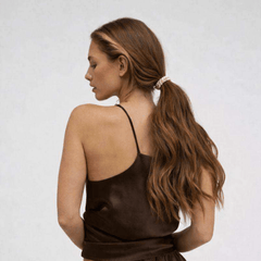 Šilko gumytės plaukams CHAMPAGNE & BROWN | DORE & ROSE | www.SILUETI.shop