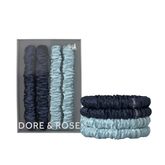 Šilko gumytės plaukams DARK BLUE & LIGHT BLUE | DORE & ROSE | www.SILUETI.shop