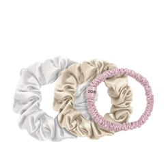 Šilko gumytės plaukams PINK, CHAMPAGNE & WHITE | DORE & ROSE | www.SILUETI.shop