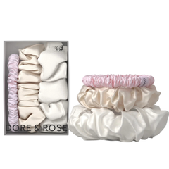 Šilko gumytės plaukams PINK, CHAMPAGNE & WHITE | DORE & ROSE | www.SILUETI.shop