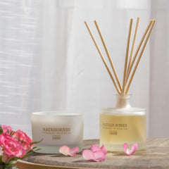 Aromatinės žvakės ir namų kvapo rinkinys DUBLIN TEA ROSE, OUD & PATCHOULI - SILUETI