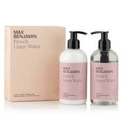 Aromatinio prausiklio ir losjono rinkinys FRENCH LINEN WATER - SILUETI