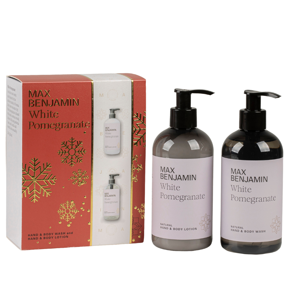 MAX BENJAMIN Aromatinio prausiklio ir losjono rinkinys WHITE POMEGRANATE - SILUETI E-boutique