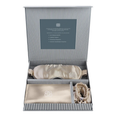 GINGERLILY THE ULTIMATE SILK SLEEP SET šilko dovanų rinkinys CHAMPAGNE | SILUETI e-boutique