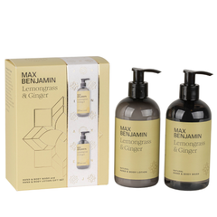 MAX BENJAMIN Aromatinio prausiklio ir losjono rinkinys LEMONGRASS & GINGER - SILUETI E-boutique