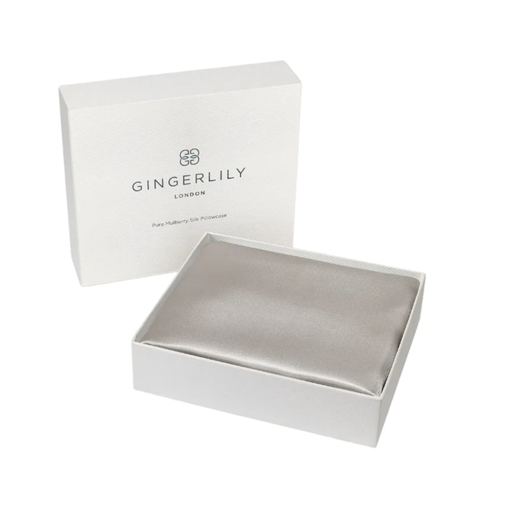 Šilkinis užvalkalas pagalvei BEAUTY BOX SILVER GREY 50x75 cm - SILUETI e-boutique