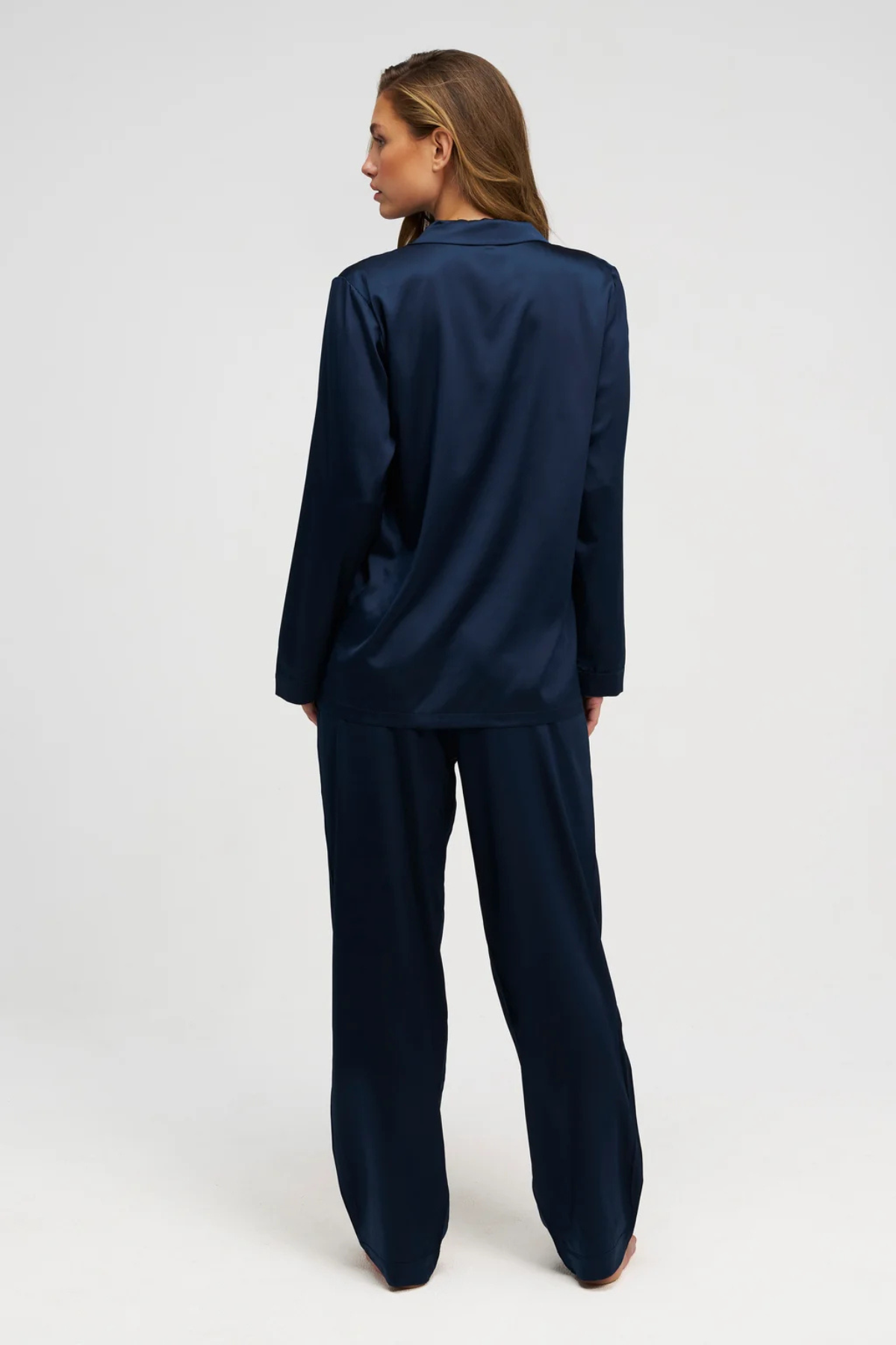 Natūralaus šilko pižama BLUE | DORE & ROSE | www.SILUETI.shop