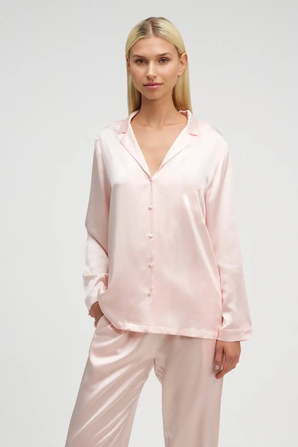 Natūralaus šilko pižama PINK | DORE & ROSE | www.SILUETI.shop