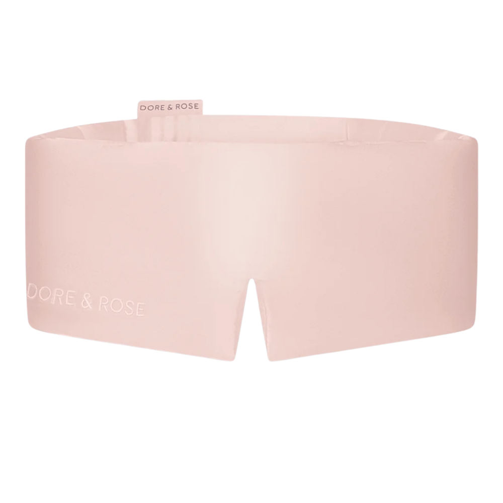 Šilkinė miego kaukė DEEP SLEEP MASK LIGHT PINK | DORE & ROSE | www.SILUETI.shop