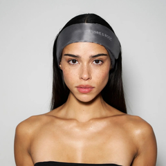 Natūralaus šilko juosta plaukams CHARCOAL | DORE & ROSE | www.SILUETI.shop