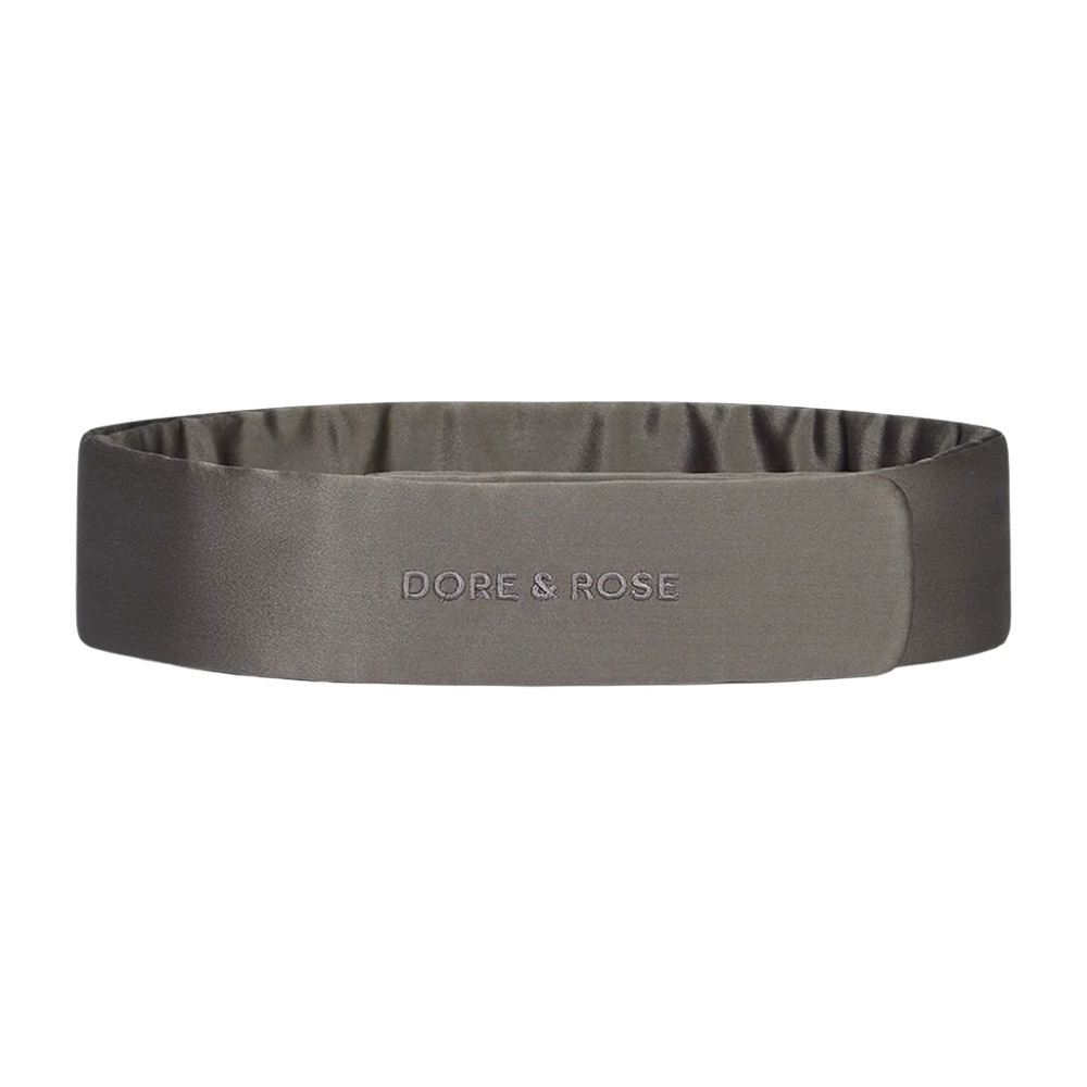 Natūralaus šilko juosta plaukams CHARCOAL | DORE & ROSE | www.SILUETI.shop