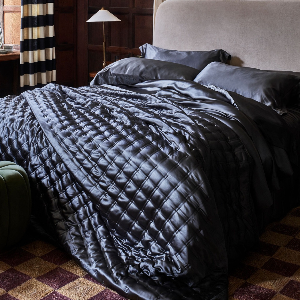 GINGERLILY CHARCOAL Silk Bedding- SILUETI.sop