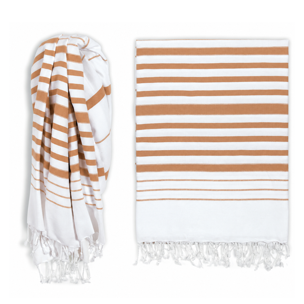 HAMAM Pirties rankšluostis MARINE White - Indian Tan |  Interjero dekoras ir dovanos | SILUETI e-boutique