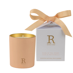 RATHBORNES 1488 Riboto Leidimo Aromatinė Žvakė DUBLIN TEA ROSE  230g  - www.SILUETI.shop